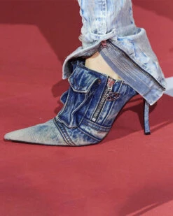 Patchwork Modern Pointed Toe Denim Heels 13 Patchwork Modern Pointed Toe Denim Heels -Clothing Outlet Store C23062843 BL 4