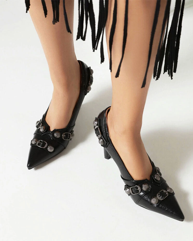 Rivet Design Punk Pointed Toe Heels 2 Rivet Design Punk Pointed Toe Heels - Image 2