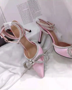 Bow Decor Elegant Buckled Pointed Toe Heels 5 Bow Decor Elegant Buckled Pointed Toe Heels -Clothing Outlet Store C23062845 PI 1