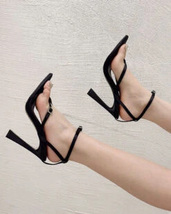 Solid Color Toe Post Casual Buckled Sandals -Clothing Outlet Store C23062856 BK 3