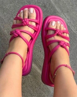 Solid Color Relaxed Braided Knotted Sandals