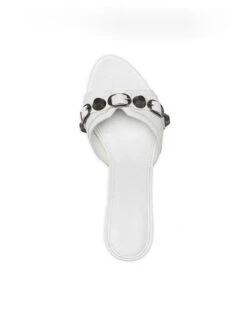 Metal Design Stylish Tapered Heel Sandals -Clothing Outlet Store C23062860 WH 2