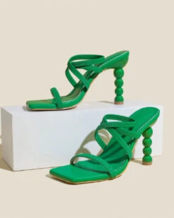 Multi-Strap Unique Square Toe Sandals -Clothing Outlet Store C23062863 GR 1