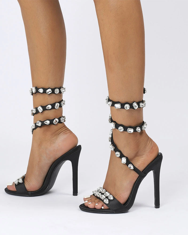 Crystal Glitter Romantic Ankle Warp Strap Sandals 2 Crystal Glitter Romantic Ankle Warp Strap Sandals - Image 2