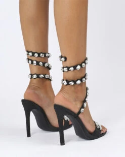 Crystal Glitter Romantic Ankle Warp Strap Sandals 11 Crystal Glitter Romantic Ankle Warp Strap Sandals -Clothing Outlet Store C23062864 BK 4