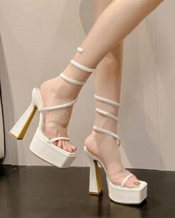 Solid Color Whimsical Ankle Warp Strap Sandals -Clothing Outlet Store C23062876 WH 4