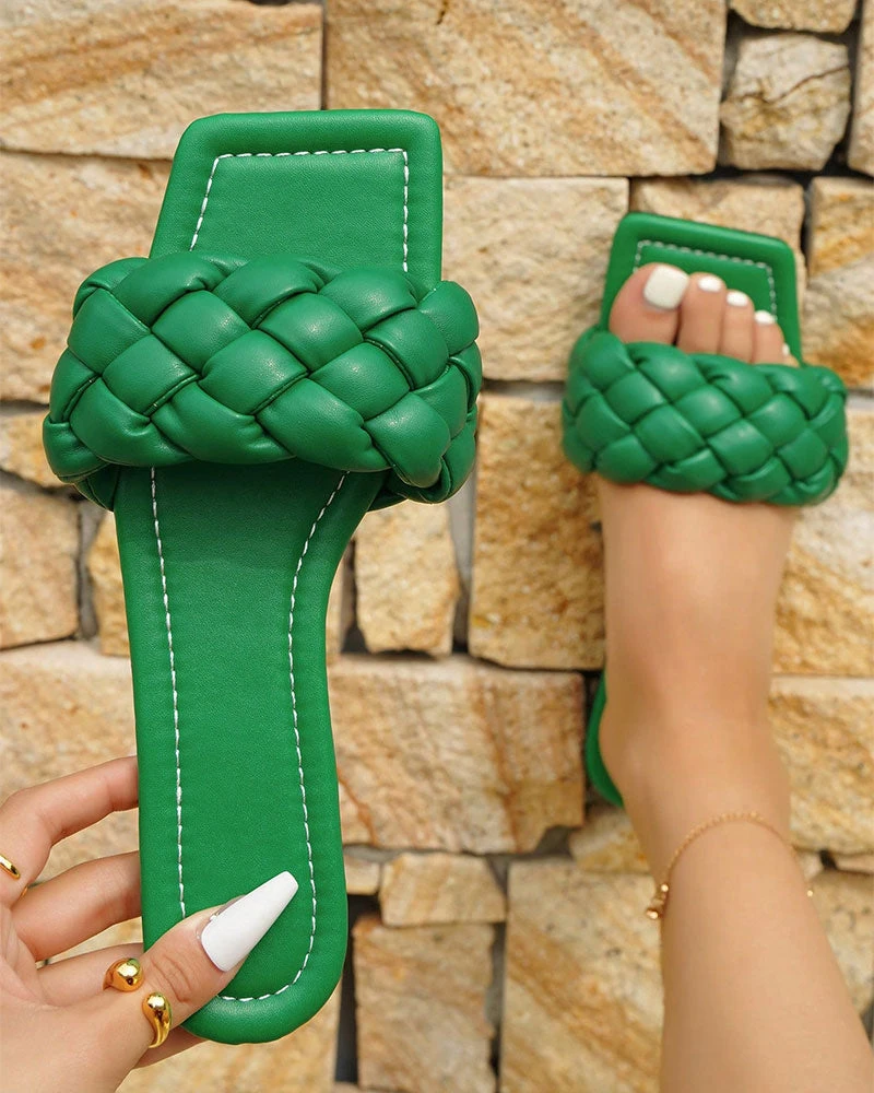 Solid Color Braided Urban Flat Slippers 7 Solid Color Braided Urban Flat Slippers - Image 7