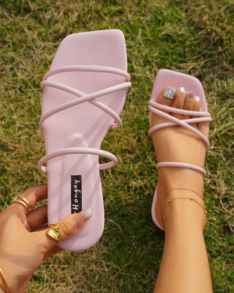 Multi-Strap Laid Back Flat Slippers 8 Multi-Strap Laid Back Flat Slippers - Image 8