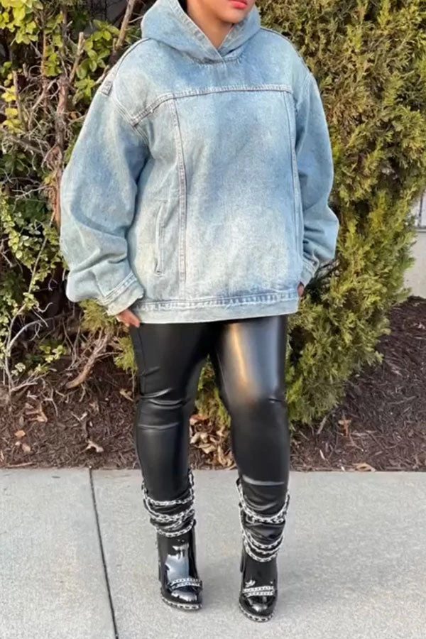 Gradient Casual Hooded Denim Pullover 1 Gradient Casual Hooded Denim Pullover