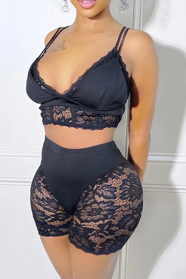 Lace Flirty See-Through Bodycon Pant Suit 1 Lace Flirty See-Through Bodycon Pant Suit