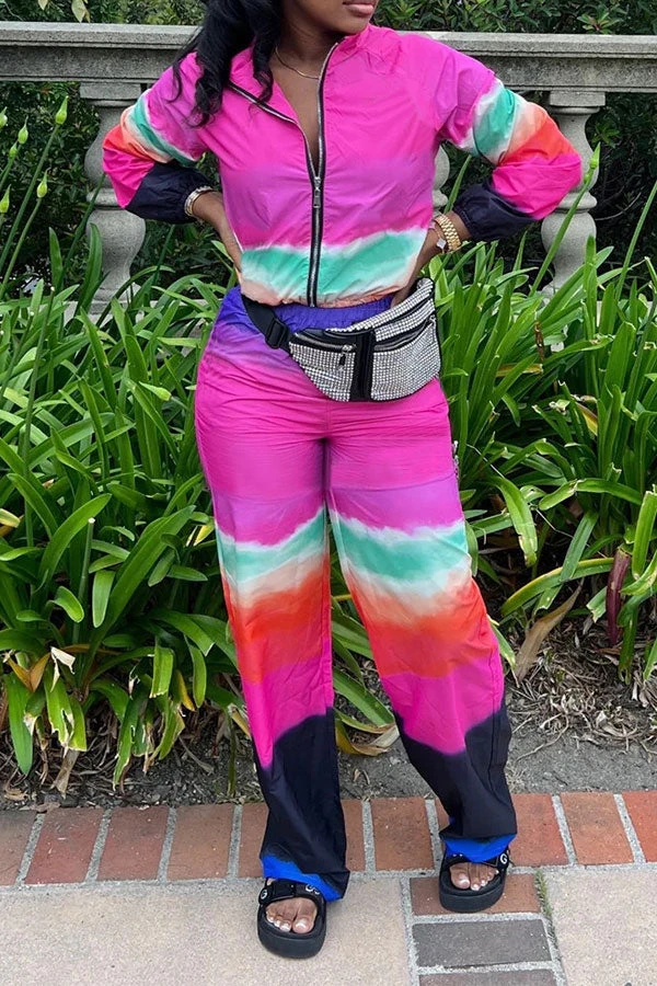 Tie Dye Sporty Zipper Pant Suit 1 Tie Dye Sporty Zipper Pant Suit