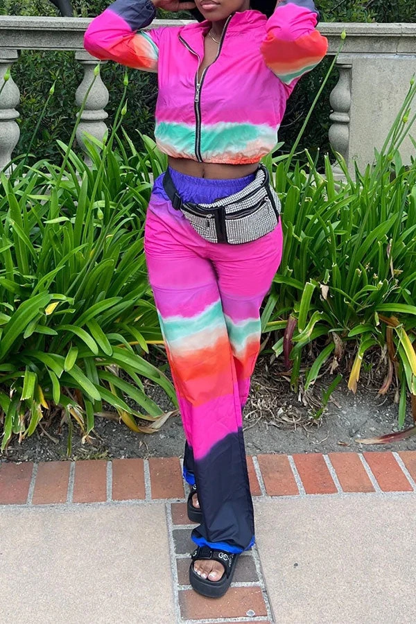 Tie Dye Sporty Zipper Pant Suit 2 Tie Dye Sporty Zipper Pant Suit - Image 2