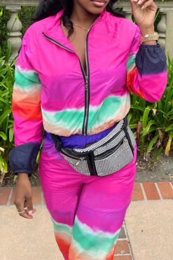 Tie Dye Sporty Zipper Pant Suit 7 Tie Dye Sporty Zipper Pant Suit -Clothing Outlet Store C23070684 RT 3