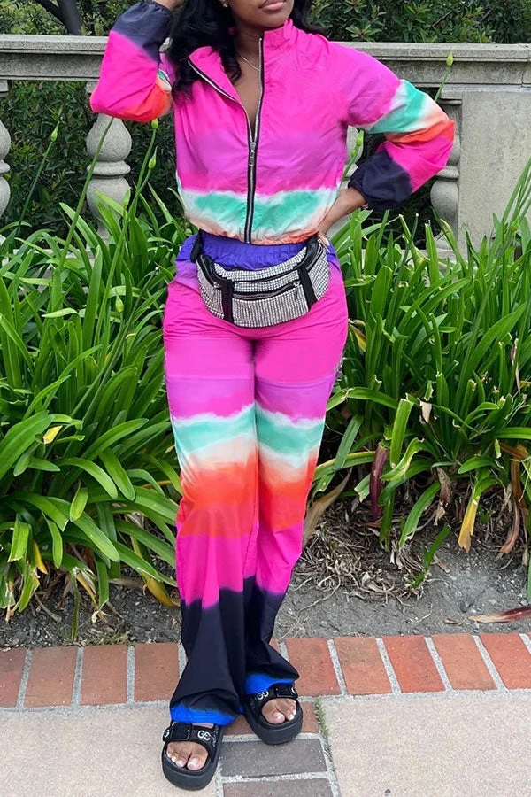 Tie Dye Sporty Zipper Pant Suit 5 Tie Dye Sporty Zipper Pant Suit - Image 5