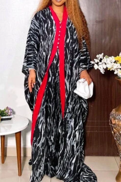 Leaf Print Undeniable Flowy Pant Suit (Three Pieces) -Clothing Outlet Store C23070692 R4 2