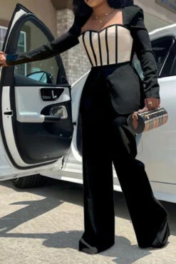 Patchwork Undeniable Layered Jumpsuit 10 Patchwork Undeniable Layered Jumpsuit -Clothing Outlet Store C23071459 BK 1