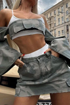 Camouflage Cool Bandeau Dress Suit -Clothing Outlet Store C23071789 AS 4