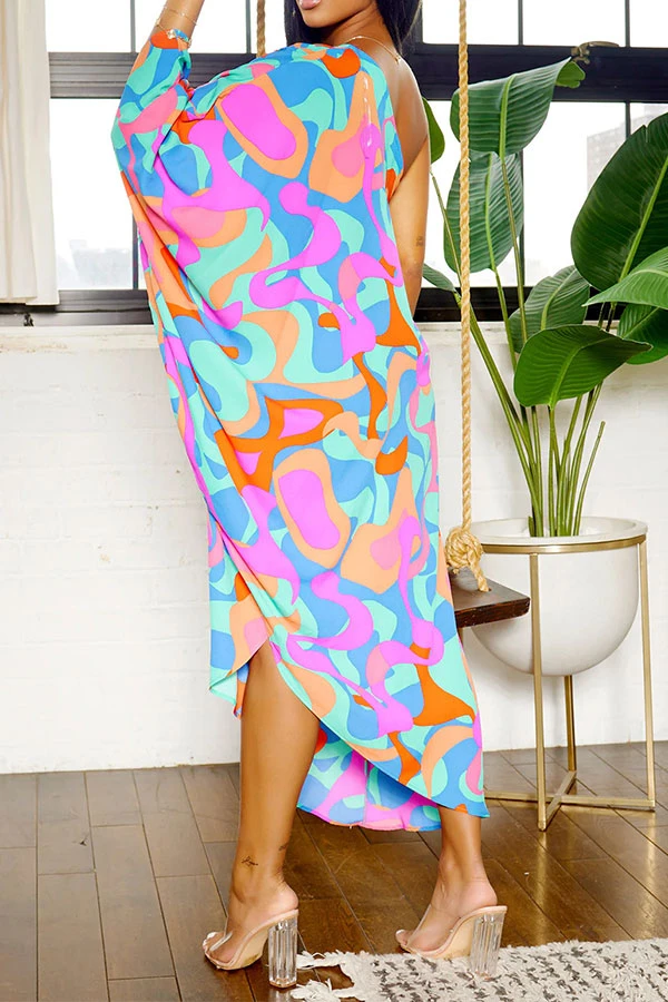 Ripple Print Smart Asymmetric Midi Dress 2 Ripple Print Smart Asymmetric Midi Dress - Image 2