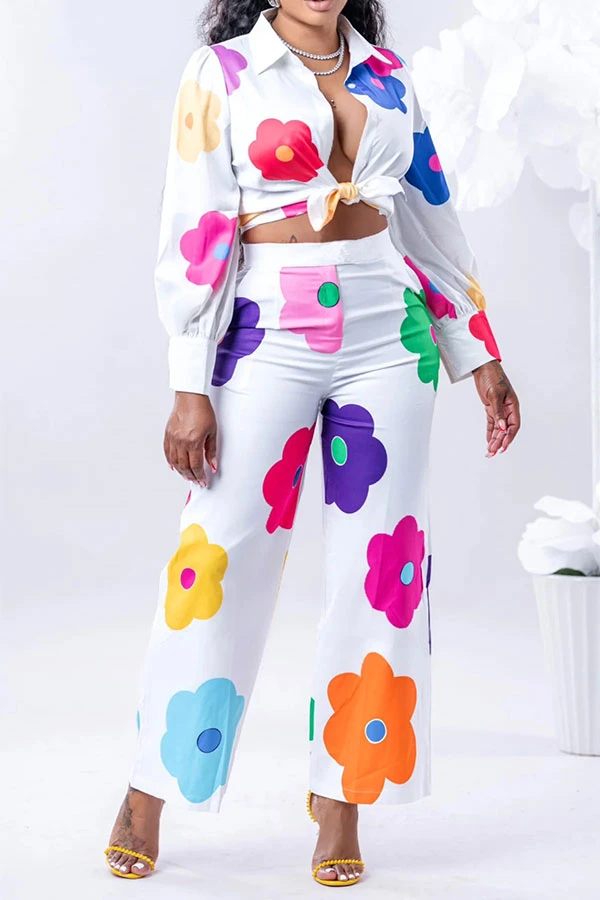 Floral Print Cute Knotted Pant Suit 1 Floral Print Cute Knotted Pant Suit