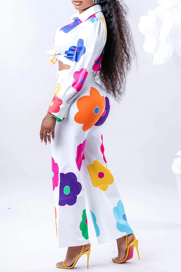 Floral Print Cute Knotted Pant Suit 3 Floral Print Cute Knotted Pant Suit - Image 3