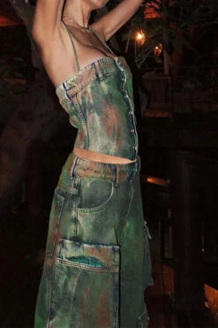 Tie Dye Cool Denim Camisole & Multi Pocket Pants -Clothing Outlet Store C23072758 RT 5