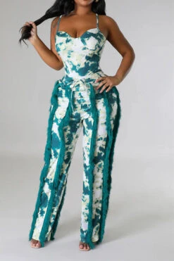 Tie Dye Pretty Tassel Patchwork Pant Suit 31 Tie Dye Pretty Tassel Patchwork Pant Suit -Clothing Outlet Store C23072770 GR 5