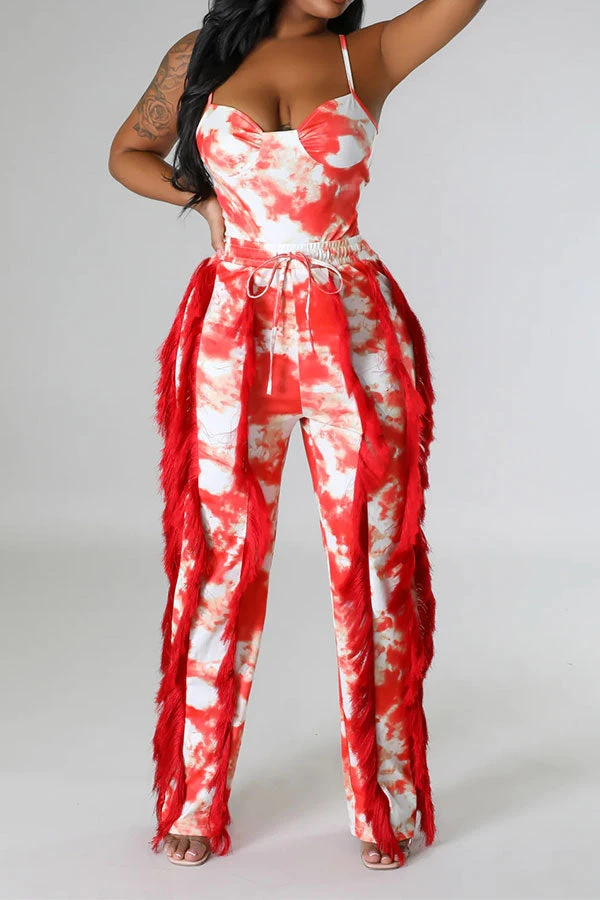 Tie Dye Pretty Tassel Patchwork Pant Suit 5 Tie Dye Pretty Tassel Patchwork Pant Suit - Image 5