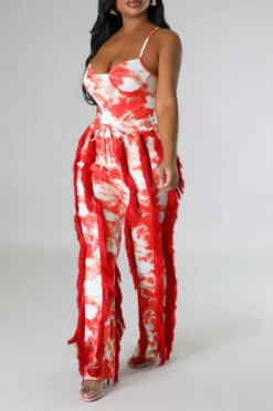 Tie Dye Pretty Tassel Patchwork Pant Suit 22 Tie Dye Pretty Tassel Patchwork Pant Suit -Clothing Outlet Store C23072770 OR 3