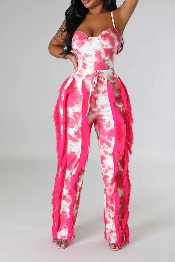 Tie Dye Pretty Tassel Patchwork Pant Suit 2 Tie Dye Pretty Tassel Patchwork Pant Suit - Image 2