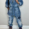 Gradient Versatile Belted Denim Coat