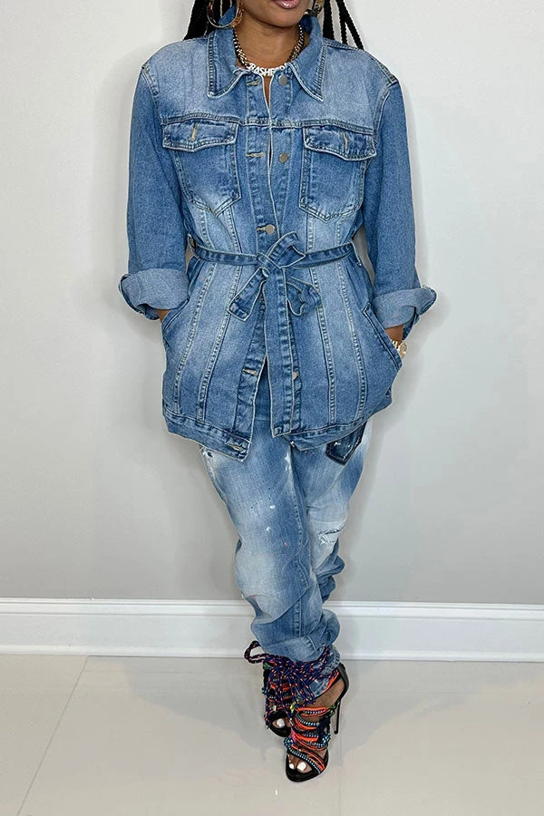 Gradient Versatile Belted Denim Coat 2 Gradient Versatile Belted Denim Coat - Image 2