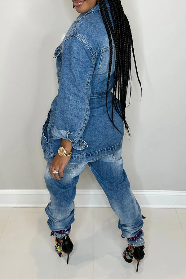 Gradient Versatile Belted Denim Coat 3 Gradient Versatile Belted Denim Coat - Image 3