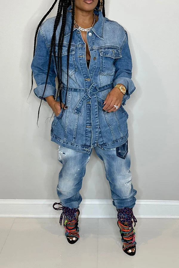 Gradient Versatile Belted Denim Coat 4 Gradient Versatile Belted Denim Coat - Image 4