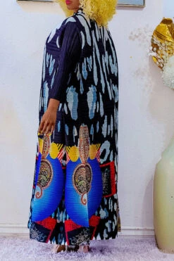 Tribal Print Stylish Pleated Maxi Dress 12 Tribal Print Stylish Pleated Maxi Dress -Clothing Outlet Store C23080132 BK 3