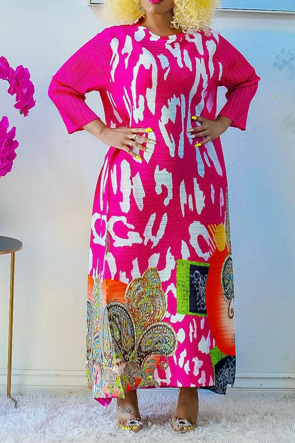 Tribal Print Stylish Pleated Maxi Dress 1 Tribal Print Stylish Pleated Maxi Dress