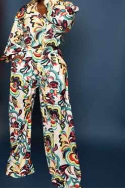 Tribal Floral Print Retro Wide Leg Jumpsuit 5 Tribal Floral Print Retro Wide Leg Jumpsuit -Clothing Outlet Store C23080169 RT 3