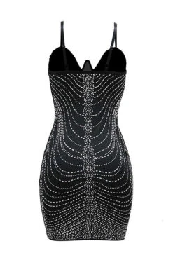 Rhinestone Tassel Hot Spaghetti Strap Mini Dress 15 Rhinestone Tassel Hot Spaghetti Strap Mini Dress -Clothing Outlet Store C23081540 BK 4