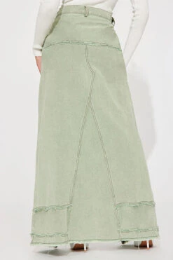 Color Block Patchwork Unique High Split Denim Skirt -Clothing Outlet Store C23082822 GR 3