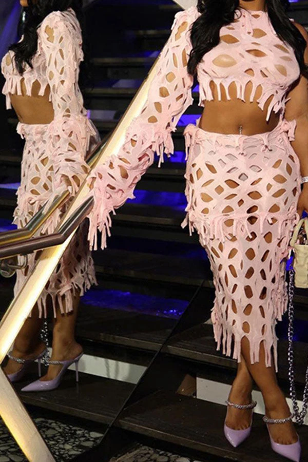 Solid Color Whimsical Burn-Out Tassel Dress Suit 3 Solid Color Whimsical Burn-Out Tassel Dress Suit - Image 3