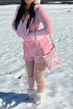 Solid Color Hooded Girly Tiered Dress Suit 9 Solid Color Hooded Girly Tiered Dress Suit -Clothing Outlet Store C23082893 PI 4