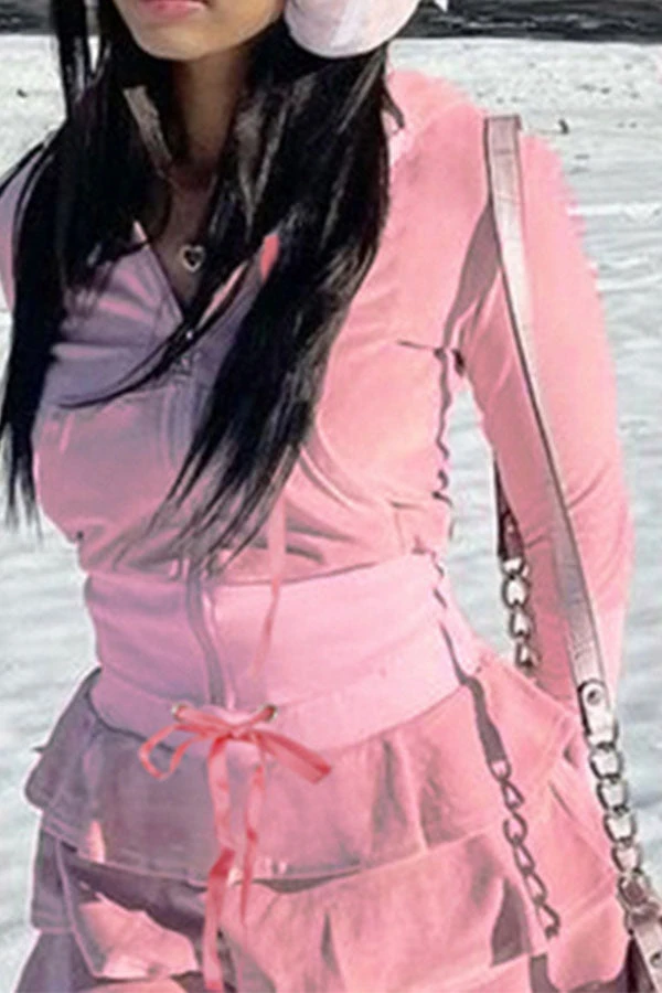 Solid Color Hooded Girly Tiered Dress Suit 6 Solid Color Hooded Girly Tiered Dress Suit - Image 6