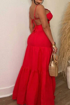 Solid Color Romantic Backless Dress Suit -Clothing Outlet Store CP2305309 RE 2