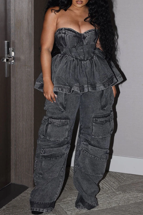 Cool Ruffle Bandeau Patch Pocket Top & Bottoms (Sold Separately) 2 Cool Ruffle Bandeau Patch Pocket Top & Bottoms (Sold Separately) - Image 2