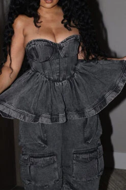 Cool Ruffle Bandeau Patch Pocket Top & Bottoms (Sold Separately) 20 Cool Ruffle Bandeau Patch Pocket Top & Bottoms (Sold Separately) -Clothing Outlet Store CP2307054 BK 3 d6d4351f 1a28 411d 818f 29b0bb5bec8c