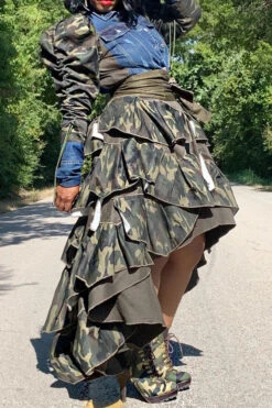 Camouflage Patchwork Denim Cool Single Breasted Coat -Clothing Outlet Store CP2309013 CF 3