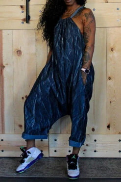 Blue Boyish Backless Denim Jumpsuit -Clothing Outlet Store CP2309017 BL 4