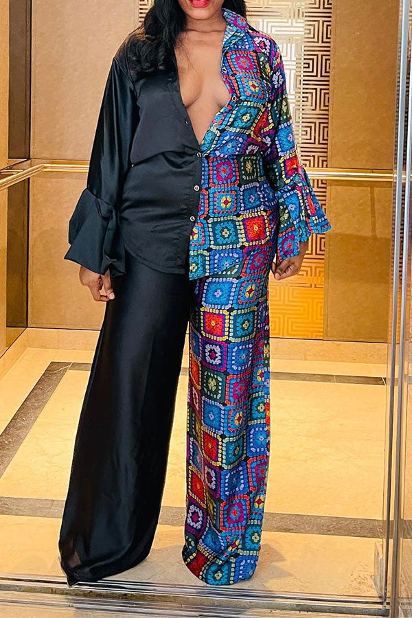 Graphic Print Modern Single Breasted Pant Suit 1 Graphic Print Modern Single Breasted Pant Suit