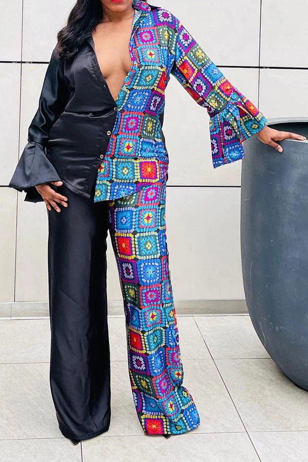 Graphic Print Modern Single Breasted Pant Suit 2 Graphic Print Modern Single Breasted Pant Suit - Image 2
