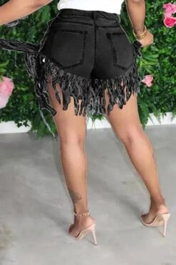 Denim Stylish Irregular Tassels Shorts -Clothing Outlet Store H20061820 5