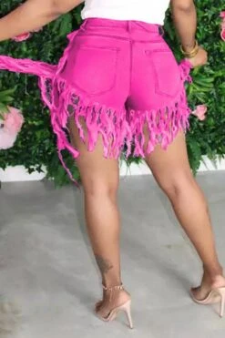 Denim Stylish Irregular Tassels Shorts -Clothing Outlet Store H20061820 7